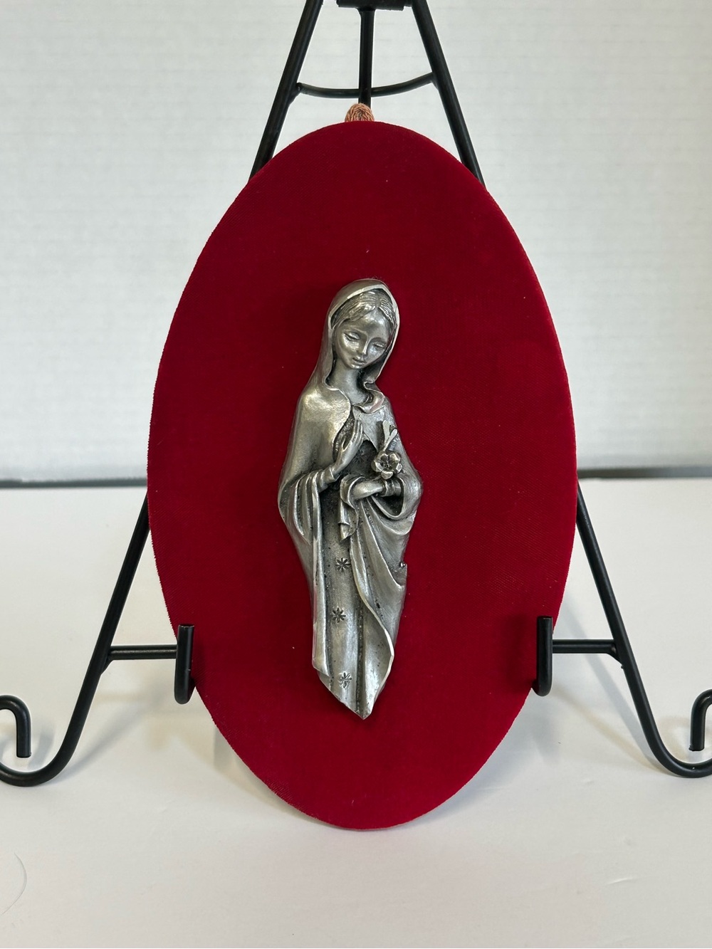 Vintage Les Etains du Prince Pewter Virgin Mary Plaque